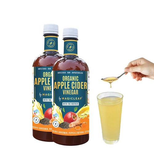 Organic Himalayan Apple Cider Vinegar with Turmeric & Black Pepper by Magicleaf (750 ml) | Made From Shimla Apples