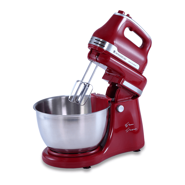 Wonderchef Renewed Crimson Revo Stand Mixer and Beater with 5 Speed Settings | 4.5L SS Bowl | 300 Watt Powerful Copper Motor | Mixing Beater, Dough Hook Attachments & Spatula | 1 Year Warranty