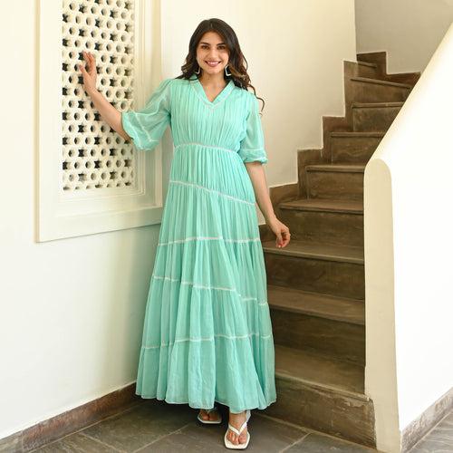 Bunaai Asymmetrical Tier Cotton Dress