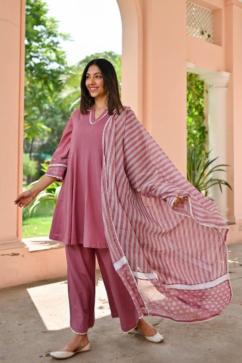 Oviya Cotton Suit Set Trio