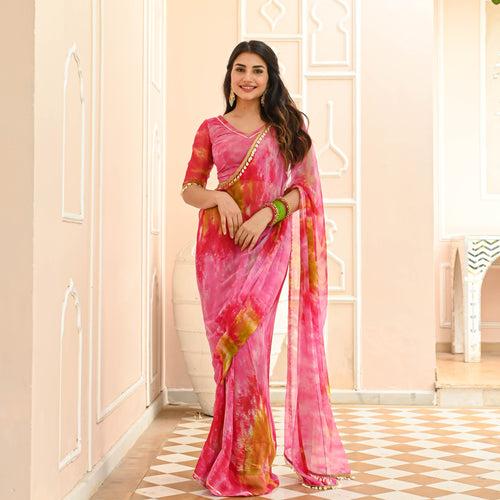 Multicolor Chiffon Saree