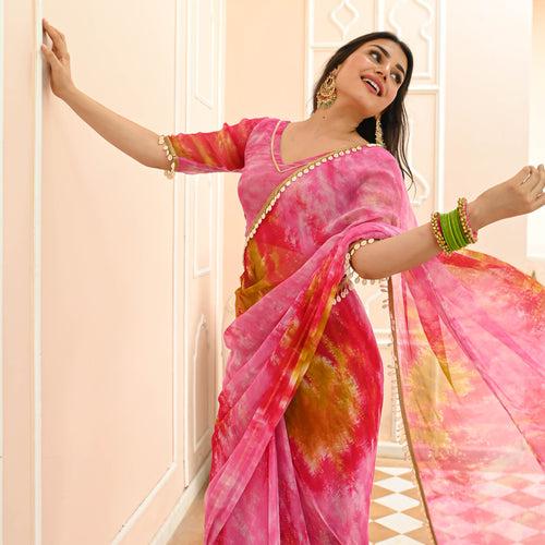 Multicolor Chiffon Saree