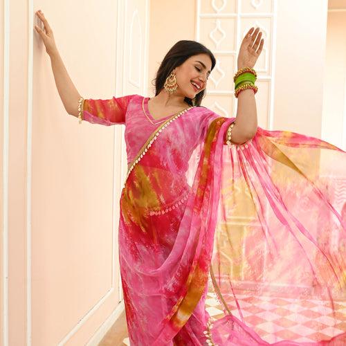 Multicolor Chiffon Saree