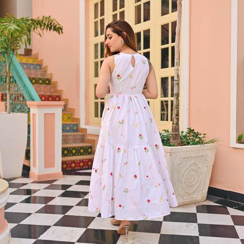 Bunaai Sunshine Sparkle Cotton Embroidered Dress