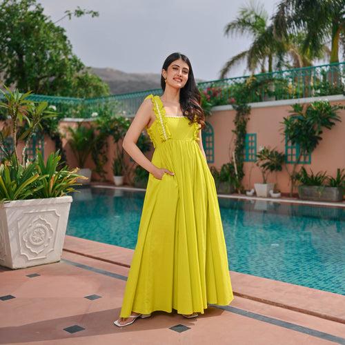 Bunaai Lime Serenity Cotton Dress