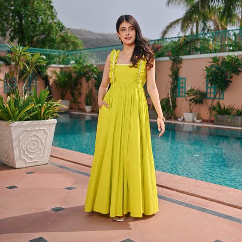 Bunaai Lime Serenity Cotton Dress