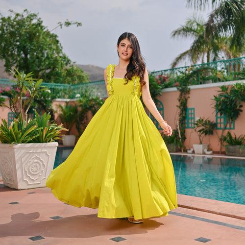 Bunaai Lime Serenity Cotton Dress