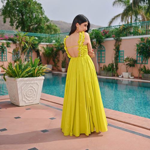 Bunaai Lime Serenity Cotton Dress