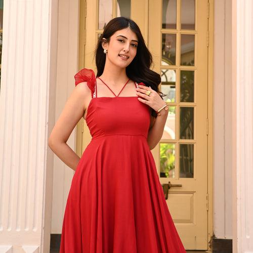 Bunaai Chloe Red Cotton Dress