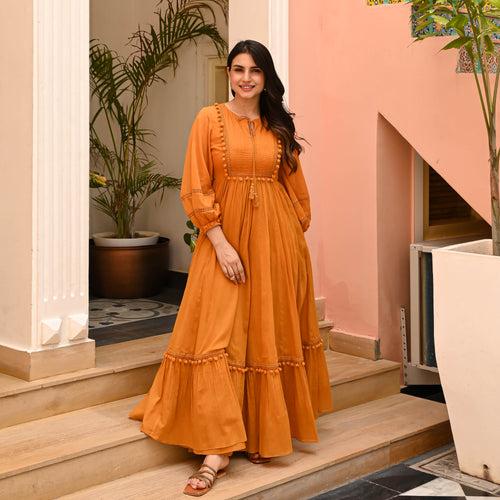 Bunaai Mustard Temptation Cotton Dress