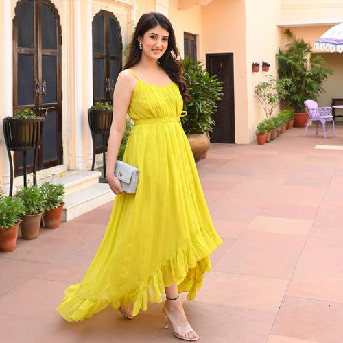 Bunaai Sandy Yellow Green Lurex Dress