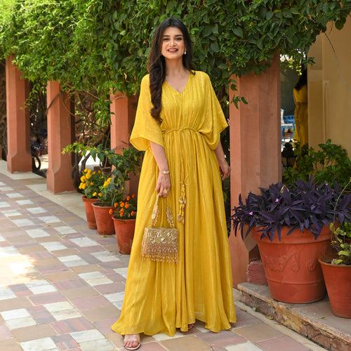 Bunaai Amber Yellow Lurex Dress