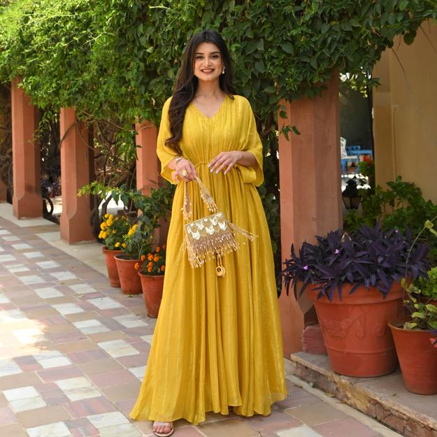 Bunaai Amber Yellow Lurex Dress