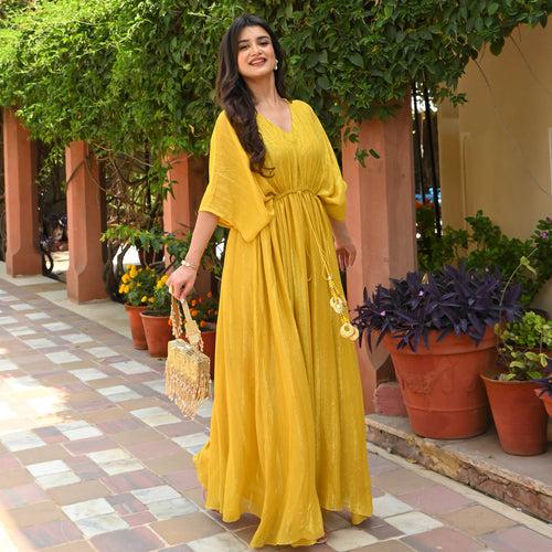 Bunaai Amber Yellow Lurex Dress