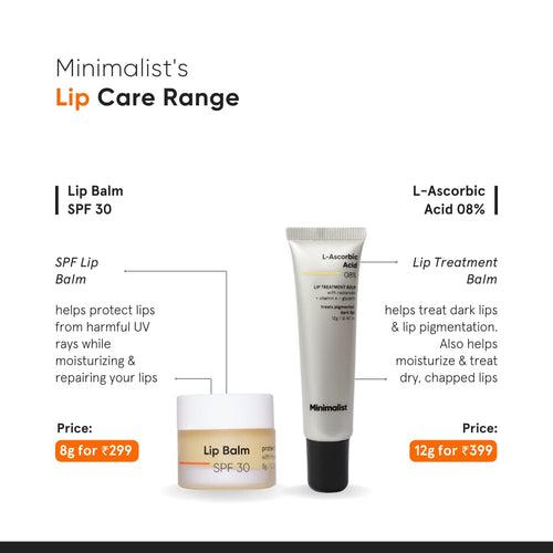 Minimalist 8% L-Ascorbic Acid Lip Treatment Balm with Vitamin E, Radianskin & Glycerine for Pigmented & Dark Lips | For Women & Men | 12 gm
