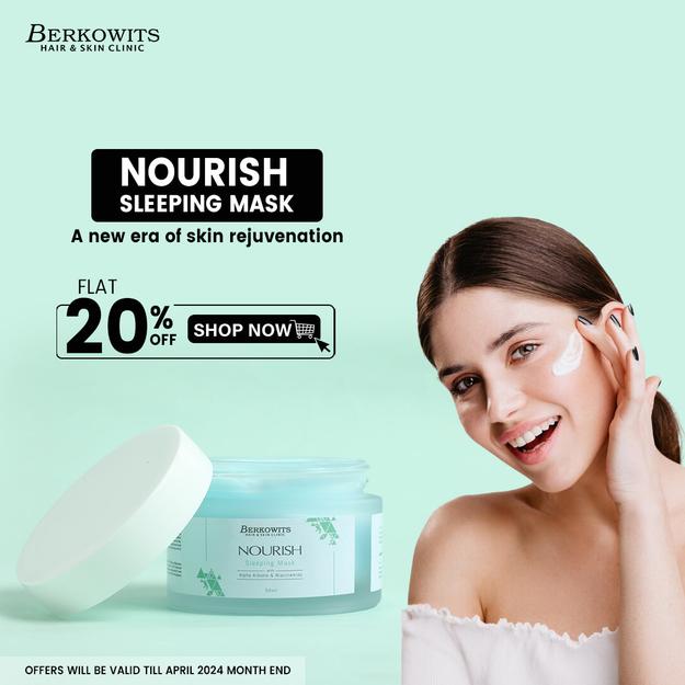 Berkowits Nourish Sleeping Mask with Alpha Arbutine & Niacinamide For Men & Women ||50ml||