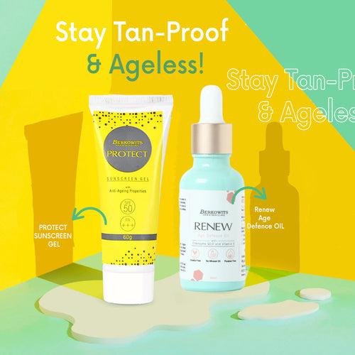 Berkowits Protect Sunscreen Gel, SPF 50 + Renew Age Defence Oil With Coenzyme Q10 Combo