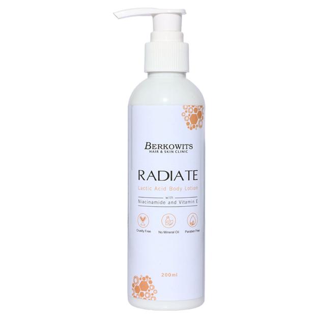 Berkowits Radiate Lactic Acid Body Lotion with Niacinamide and Vitamin E For Men and Women | 200ml