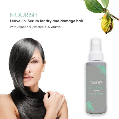 BERKOWITS Nourish Leave-in Serum With Vitamin E, Jojoba & Almond Oil For Dry And Damaged Hair, 100 Ml