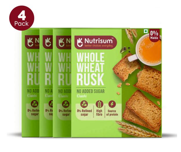 Nutrisum Whole Wheat Rusk No Added Sugar with Elaichi Pack Of 4