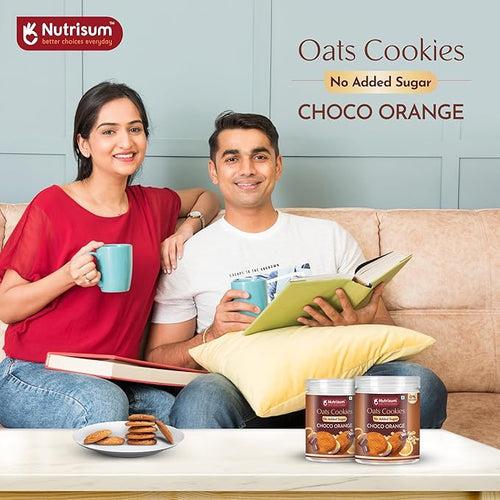 Nutrisum Oats Chocolate Cookies, Digestive High Fibre Choco Orange Biscuit with Oats, Refined Sugar Free 70GMS (Pack of 4)