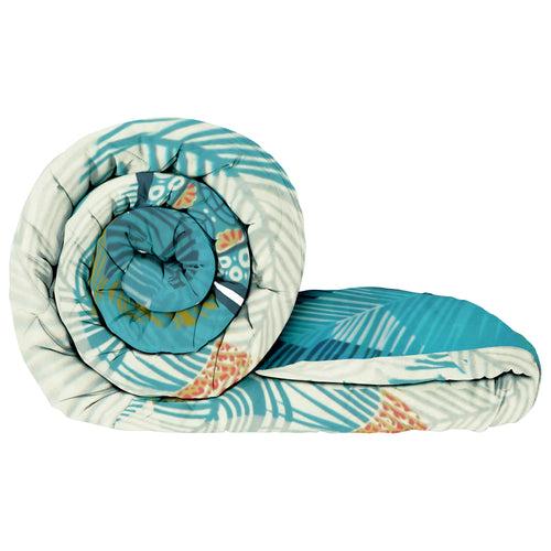 180 GSM Blue Abstract Microfiber Fusion Reversible Single Comforter