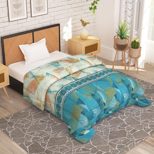 180 GSM Blue Abstract Microfiber Fusion Reversible Single Comforter