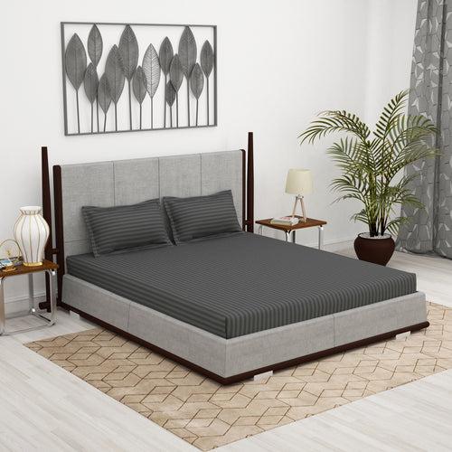 300 TC Grey 1 King Size Bedsheet With 2 Pillow Cover