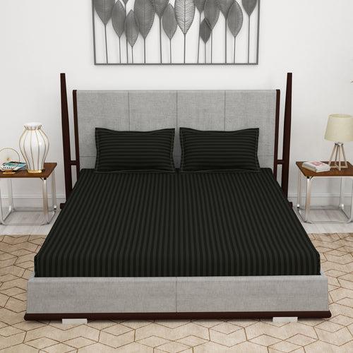 300 TC Black 1 King Size Bedsheet With 2 Pillow Cover