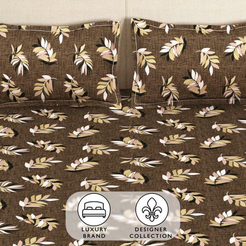 Arena 186 TC Brown Double Size Bedsheet With 2 Pillow Cover