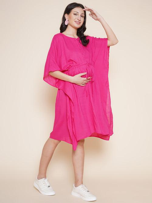 Pink Maternity and Nursing Kaftan For Mom-to-be