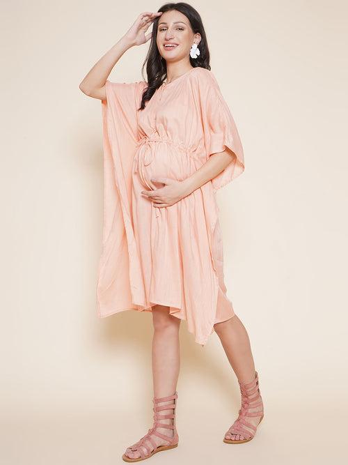 Peach Maternity and Nursing Kaftan For Mom-to-be