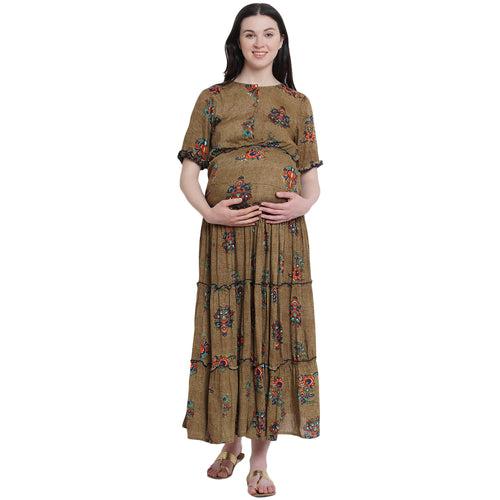 Mustard Maternity and Nursing Dress