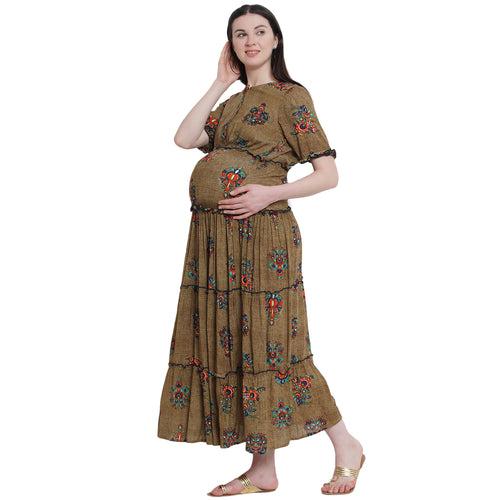 Mustard Maternity and Nursing Dress