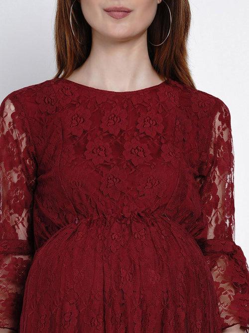 Red Lace Maternity and Pregnancy Dress