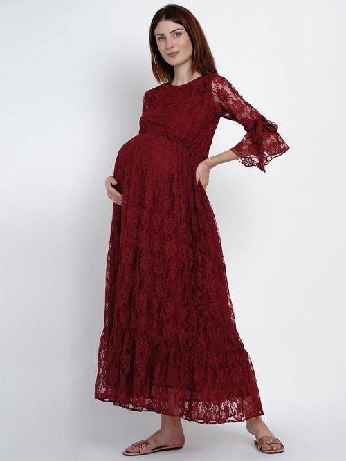 Red Lace Maternity and Pregnancy Dress