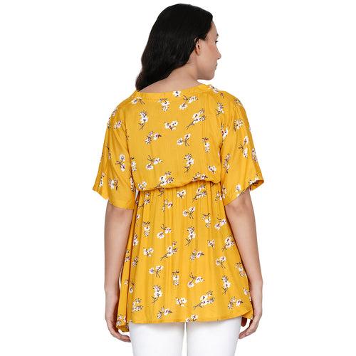 Yellow Floral Print Maternity and Pregnancy Top