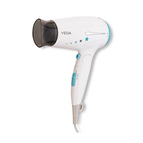 Vega Insta Wave 1600w Powerful & Foldable Hair Dryer with Cool Shot (VHDH-22), White