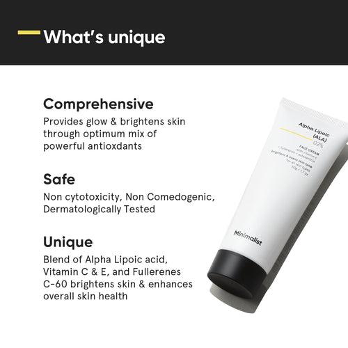 2% Alpha Lipoic (ALA) Brightening Cream With Vitamin C For Glowing Skin