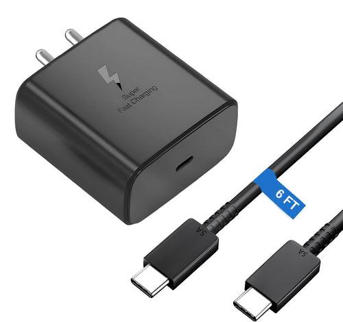 Samsung Galaxy S24 Ultra 45W Super Fast Charging Travel Adapter With C To C Cable Black