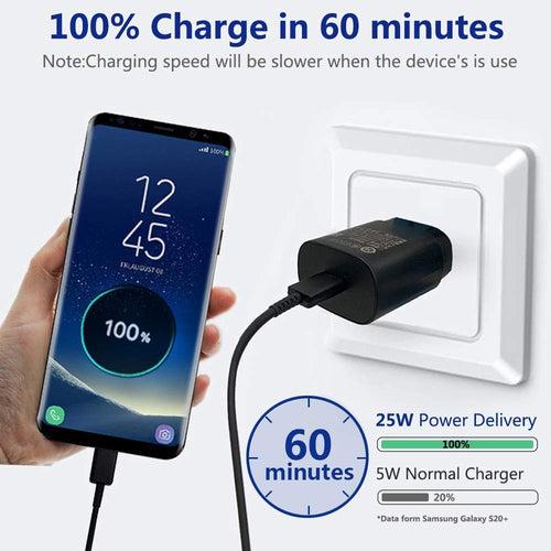 Samsung Galaxy A90 5G 25W Type-C To Type-C Adaptive Fast Mobile Charger With Cable Black