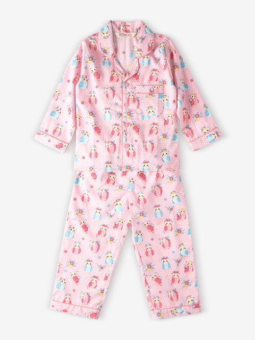 Pink Owl Night Suit