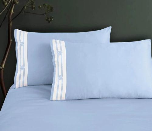 Malako Vivid Embroidered Sky Blue 500 TC 100% Cotton King Size 5 Piece Duvet Cover Set