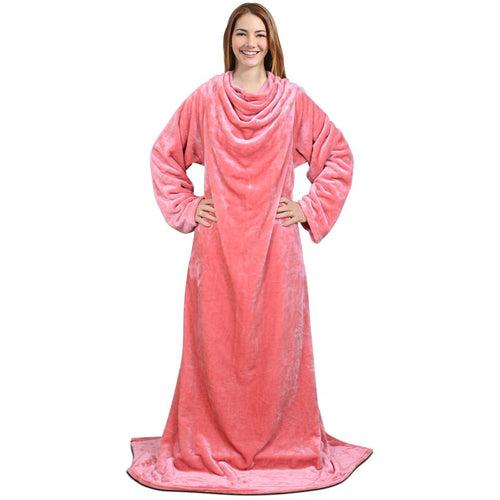 Malako CUDDLZ Flamingo Pink Wearable AC Blanket With Sleeves For Adults