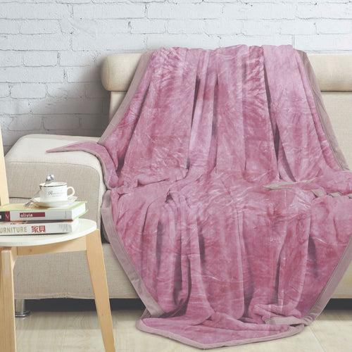 Malako Pink Heavy Plush Shaded Double Blanket (380 GSM)