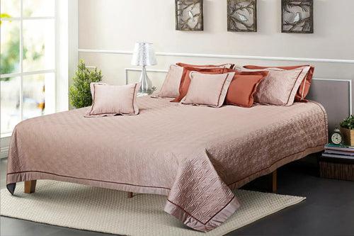 Malako Kairo 500 TC 100% Cotton Beige Solid King Size Quilted Bedspread Set