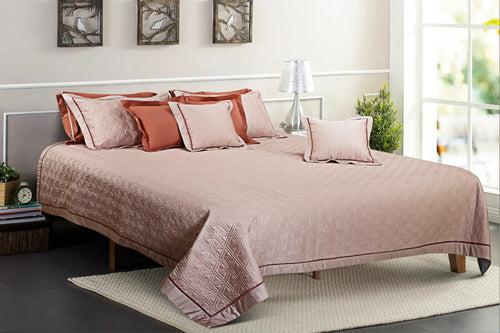 Malako Kairo 500 TC 100% Cotton Beige Solid King Size Quilted Bedspread Set