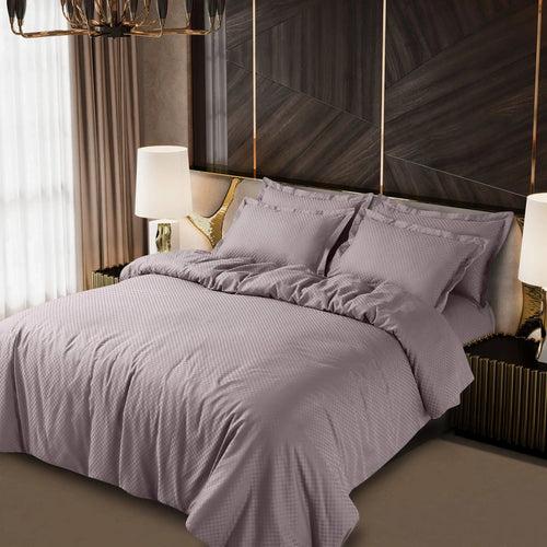 Lyon Jacquard Taupe Brown Checks 450 TC 100% Cotton King Size Duvet Cover