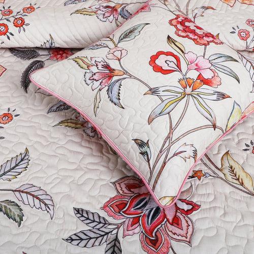 Malako Royale 100% Cotton Fohn Floral King Size 5 Piece Quilted Bedspread Set