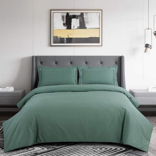 Malako Vibrant Solid Green 500 TC King Size 100% Cotton Bed Sheet With 2 Plain Pillow Covers